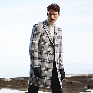 時尚格紋輕奢羊毛大衣